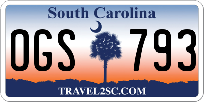 SC license plate OGS793