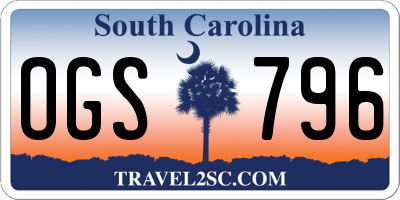 SC license plate OGS796