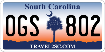 SC license plate OGS802