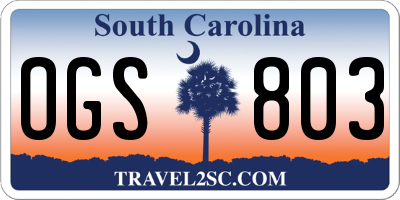 SC license plate OGS803