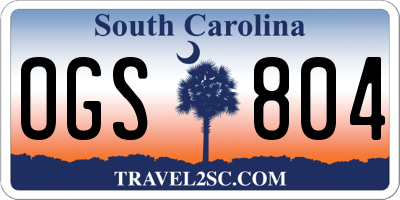 SC license plate OGS804