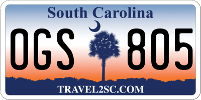 SC license plate OGS805