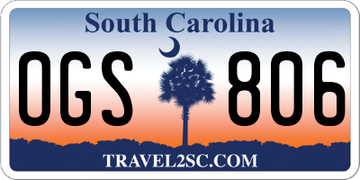 SC license plate OGS806