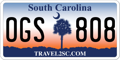 SC license plate OGS808
