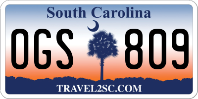 SC license plate OGS809