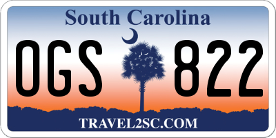 SC license plate OGS822