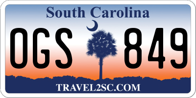 SC license plate OGS849