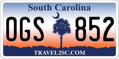 SC license plate OGS852