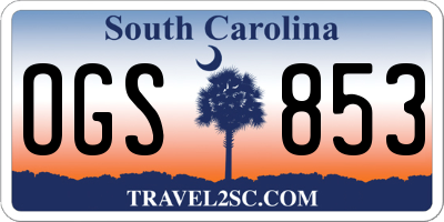 SC license plate OGS853