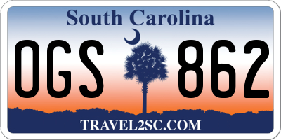 SC license plate OGS862