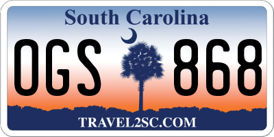 SC license plate OGS868