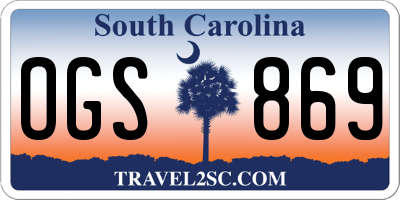 SC license plate OGS869