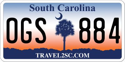 SC license plate OGS884