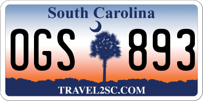 SC license plate OGS893
