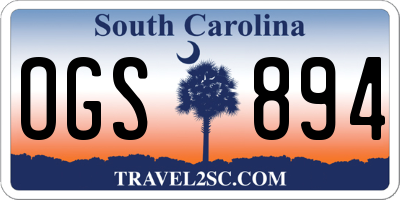 SC license plate OGS894