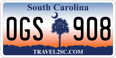 SC license plate OGS908