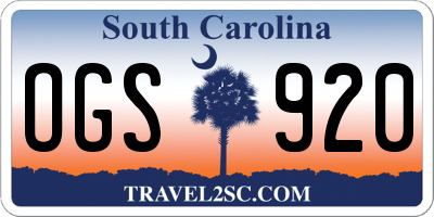 SC license plate OGS920