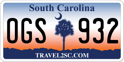 SC license plate OGS932