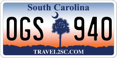 SC license plate OGS940