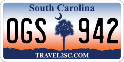 SC license plate OGS942