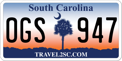 SC license plate OGS947