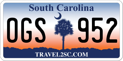 SC license plate OGS952
