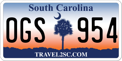 SC license plate OGS954