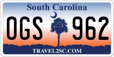 SC license plate OGS962