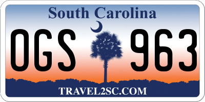 SC license plate OGS963