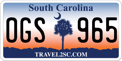 SC license plate OGS965