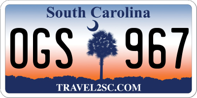SC license plate OGS967