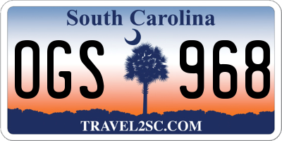 SC license plate OGS968