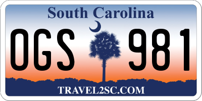 SC license plate OGS981