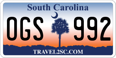 SC license plate OGS992