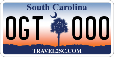 SC license plate OGT000
