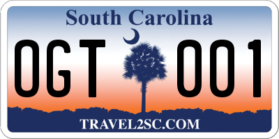 SC license plate OGT001