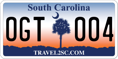SC license plate OGT004
