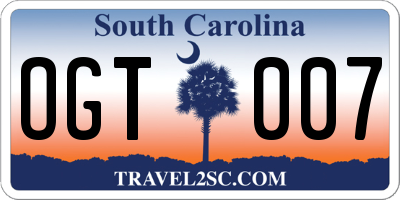 SC license plate OGT007