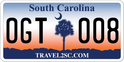 SC license plate OGT008