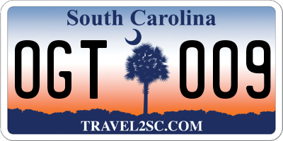 SC license plate OGT009