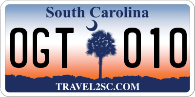 SC license plate OGT010