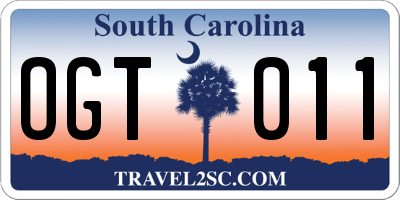 SC license plate OGT011