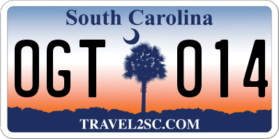 SC license plate OGT014