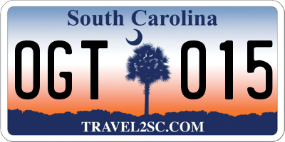 SC license plate OGT015