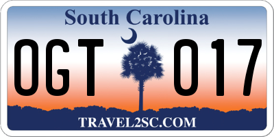 SC license plate OGT017