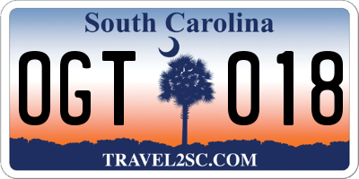 SC license plate OGT018