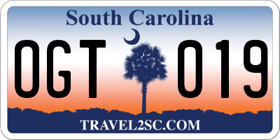 SC license plate OGT019