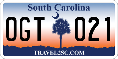 SC license plate OGT021