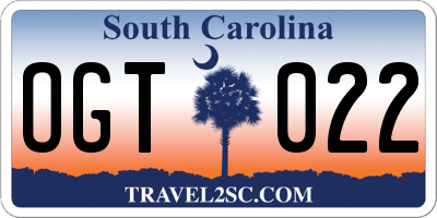 SC license plate OGT022
