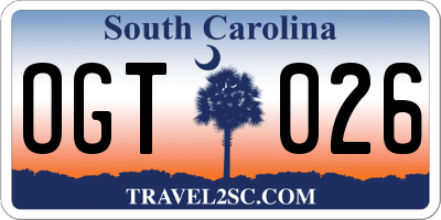 SC license plate OGT026